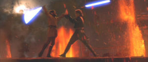 Darth Vader(Anakin Skywalker) and Obi-Wan Kenobi's epic duel on Mustafar.